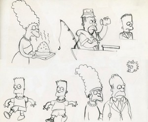 Matt Groening's sketch of the Simpson family.
