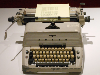 The typewriter from Stanley Kubrick's The Shining, at the Los Angeles County Museum of Art. Creative Commons photo by Rick Hall