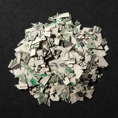 Dollar Shred, by Max Shuster. Courtesy the artist and Cumberland Gallery, Nashville 