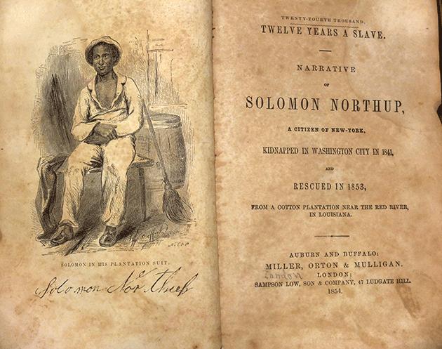Figure 1 — Title page and portrait of Solomon Northup from the McCoy family’s original 1853 edition of Twelve Years a Slave. All photographs © Mary Niall Mitchell. Courtesy of Caroline Helm