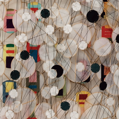 On a Pitch Black Lake (detail), by Jacob Hashimoto. Courtesy the artist and Martha Otero Gallery, Los Angeles
