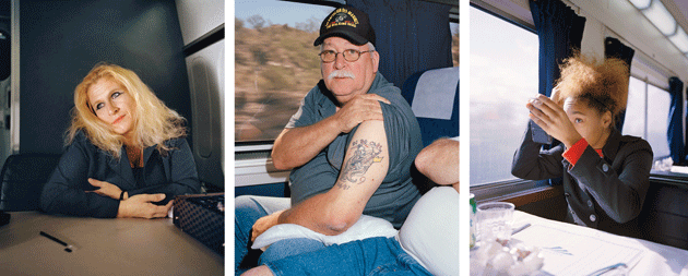 A commuter on the Silver Star to Miami. A former Marine returning to Onalaska, Texas, on the Sunset Limited from Los Angeles to New Orleans after a reunion with fellow Vietnam veterans. A woman on the Silver Star travels to Miami with her twin sister to celebrate their birthday.