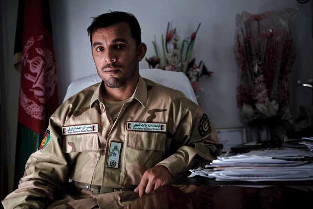 General Abdul Razik in his office in Kandahar, April 30, 2014. 