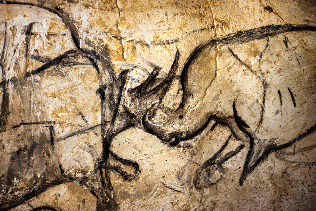 Photographs of paintings on the rock walls of the Chauvet Cave, near Vallon-Pont-d’Arc, France © AFP Photo/Jeff Pachoud
