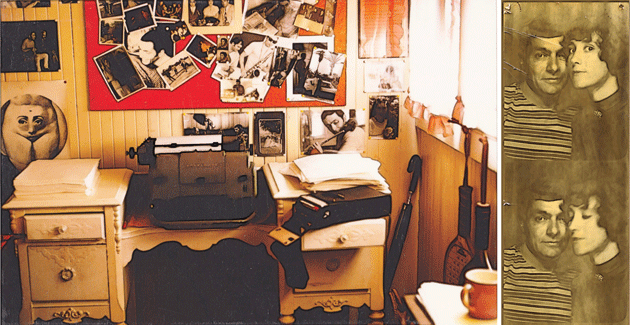 Left: The desk at which Laurie Pepper wrote Straight Life, circa 1973 Right: Photo-booth portraits of Art and Laurie Pepper, circa 1974. All photographs © Laurie Pepper 