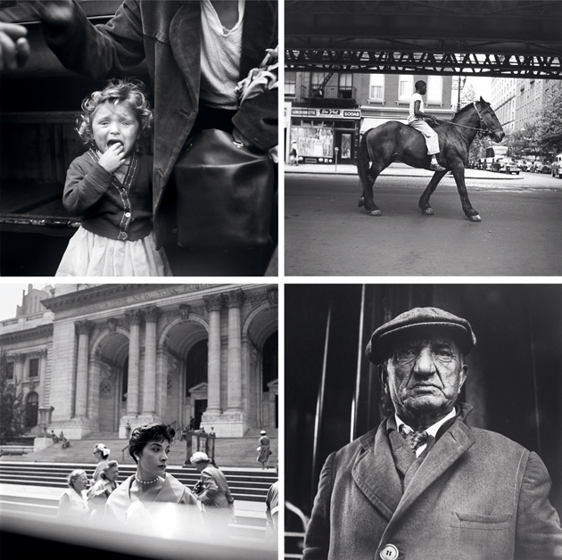 Clockwise from top right: “Grenoble, France, 1959”; “New York, NY”; “New York, NY, May 1953”; “New York, NY”
