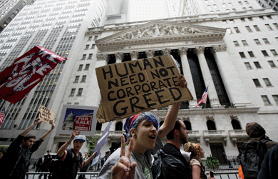 Occupy Wall Street protesters in front of the New York Stock Exchange, September 28, 2011 © Reuters/Brendan McDermid