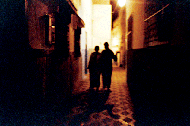 Khadija and Ghita walking at night