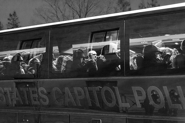 Capitol Police Officers arrive at the Capitol.