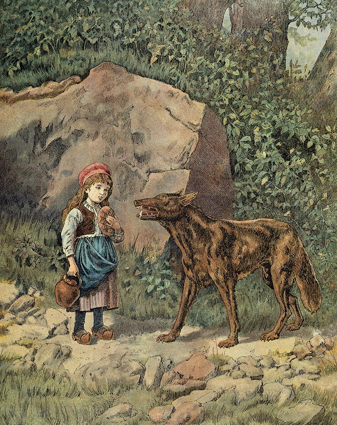 Little Red Riding Hood, 1885, print after a drawing by Frédéric Théodore Lix From Les Contes de Perrault, published by Garnier Frères © akg-images