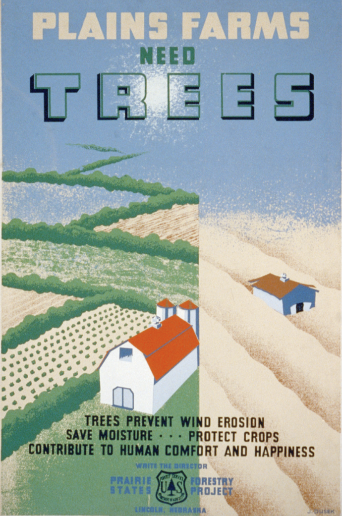 Works Progress Administration (WPA) poster encouraging the planting of trees for soil conservation, 1940, by Joseph Dusek. Courtesy Library of Congress, Prints and Photographs Division.