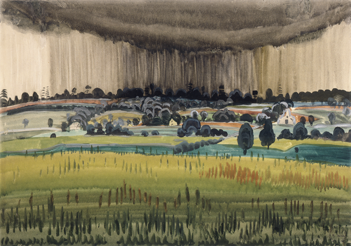 Landscape with Rain, by Charles E. Burchfield © The Charles E. Burchfield Foundation. From the collection of Merritt P. Dyke.