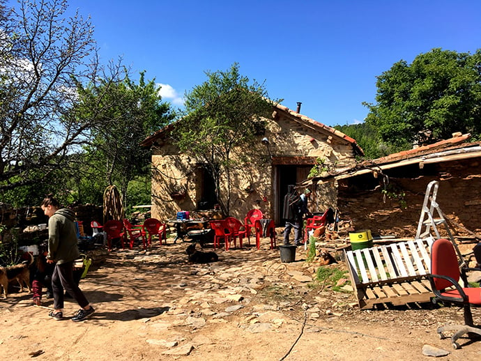 The Casa Cándida is the central gathering space in Fraguas, where residents cook, hold meetings, and play cards at night.