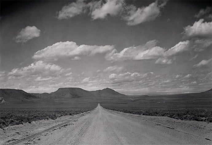 A road on the flats, what locals call the interior of the San Luis Valley (detail)