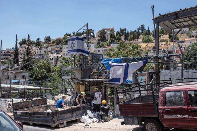 Construction at the Pilgrimage Road tunnel entrance, in Silwan