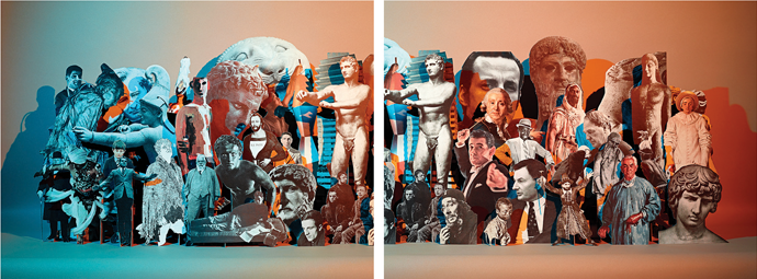 “Untitled (Men),” a diptych photograph by Matt Lipps © The artist. Courtesy Jessica Silverman Gallery, San Francisco, and Marc Selwyn Fine Arts, Beverly Hills, California