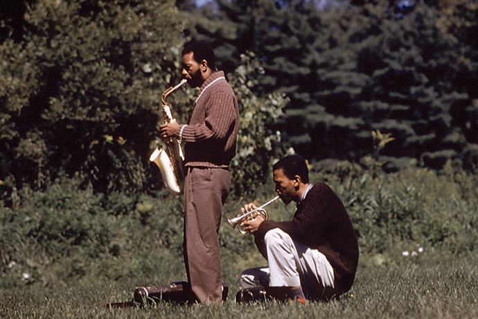 Photograph of Ornette Coleman (left) and Don Cherry, by Lee Friedlander © The artist Courtesy Fraenkel Gallery, San Francisco, and Luhring Augustine, New York City
