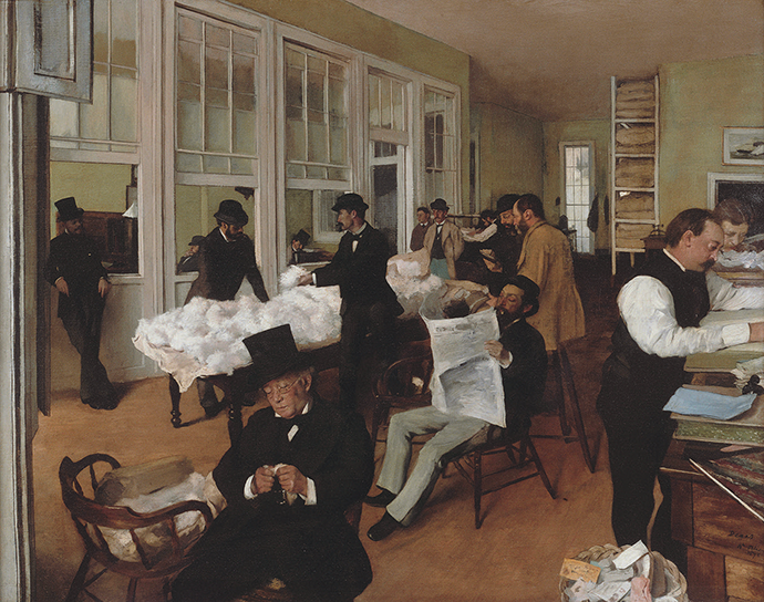 A Cotton Office in New Orleans, by Edgar Degas. Courtesy Musée des Beaux-Arts, Pau, France.