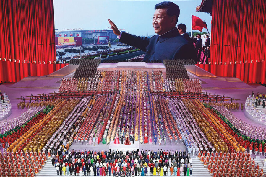 A celebration of the hundredth anniversary of the Chinese Communist Party at the National Stadium in Beijing, June 28, 2021 © Kyodo/Reuters Connect
