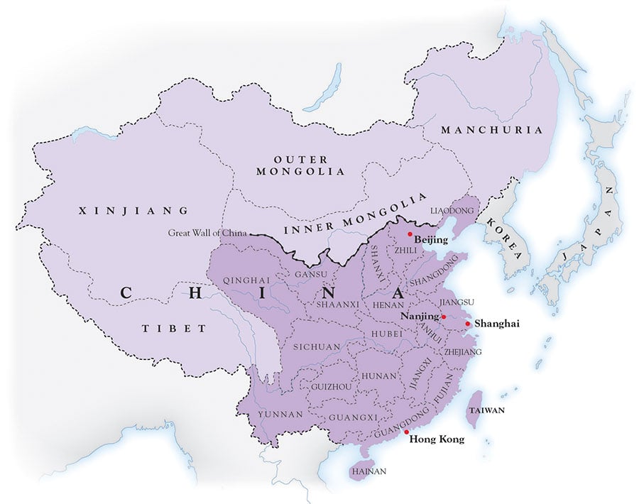 Maximum extent of the Qing Empire (1644–1912). Map by Mike Hall