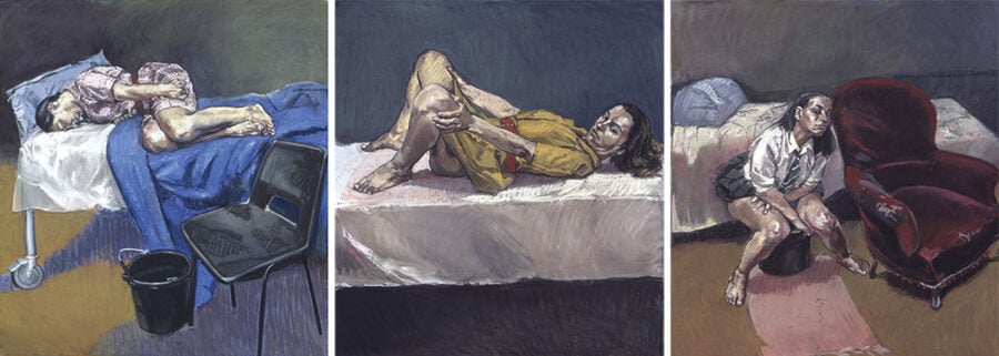 Triptych, 1998, by Paula Rego, from her Abortion series. Courtesy the artist; Victoria Miro, London; and the Abbot Hall Art Gallery, Lakeland Arts, Kendal, England