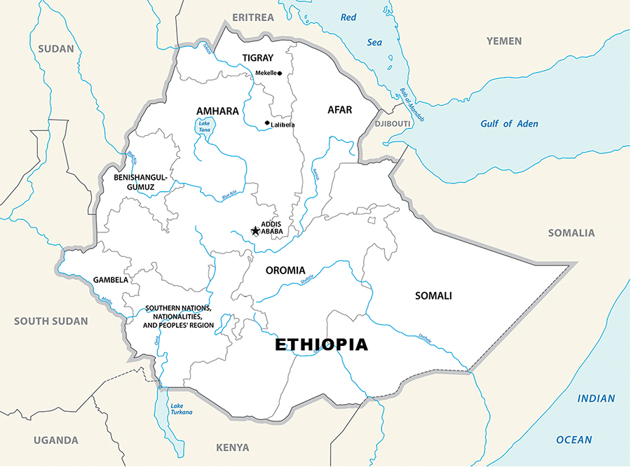 A map of Ethiopia from 2019 © Rainer Lesniewski/iStock