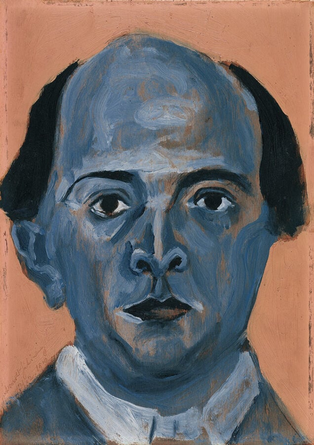 Blue Self-Portrait, by Arnold Schoenberg, circa 1910. Courtesy the Arnold Schönberg Center, Vienna
