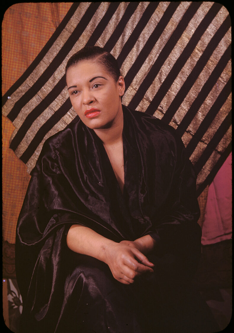 Photograph of Billie Holiday, March 1949, by Carl Van Vechten © Van Vechten Trust. Courtesy Carl Van Vechten Papers Relating to African-American Arts and Letters, James Weldon Johnson Collection in the Yale Collection of American Literature, Beinecke Rare Book and Manuscript Library, Yale University, New Haven, Connecticut