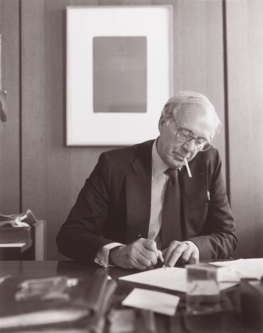 Lewis H. Lapham at work in the offices of Harper’s Magazine. Photograph by Matthew Septimus